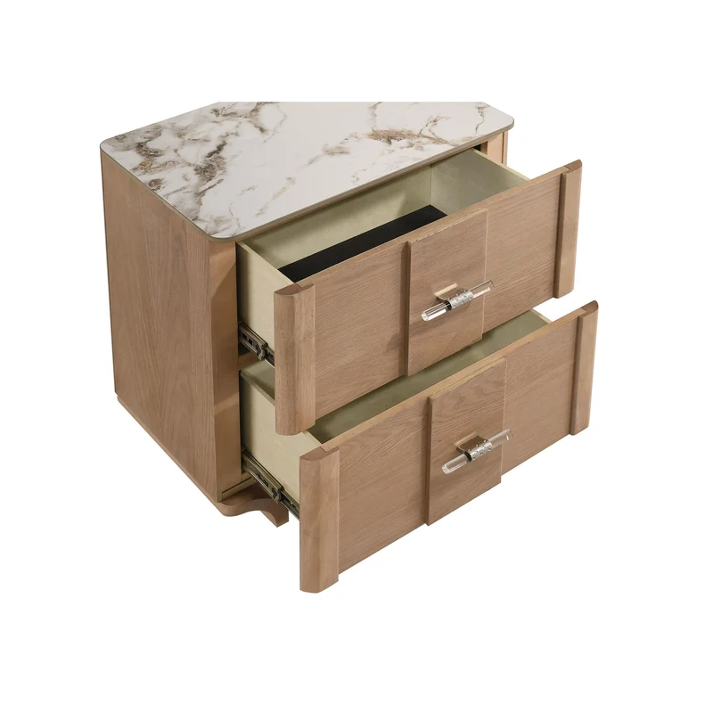 Coaster Furniture Leanne 223132 2-drawer Sinter Stone Top Nightstand - Light Oak