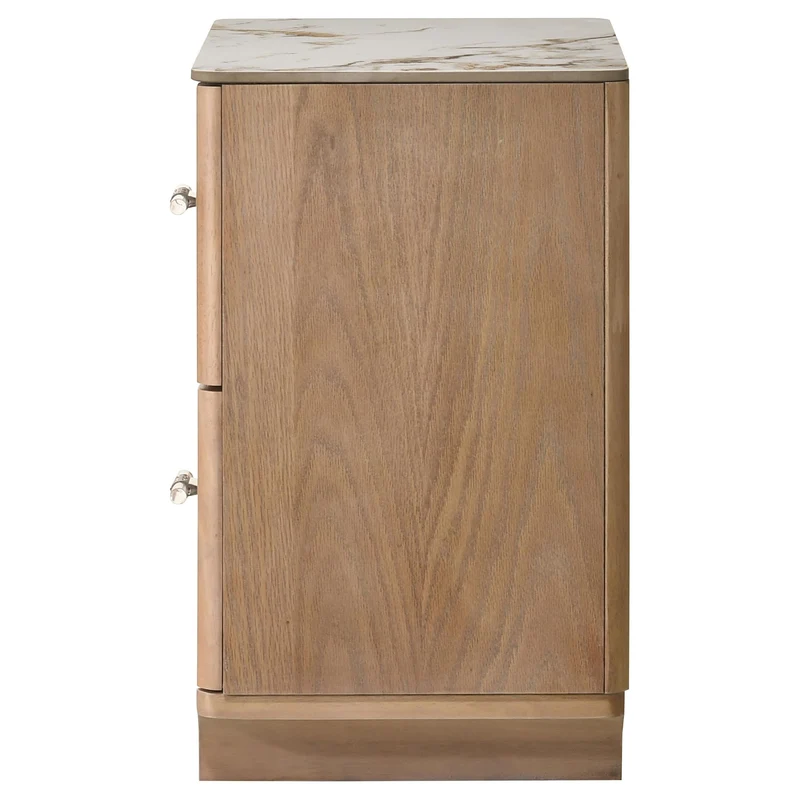 Coaster Furniture Leanne 223132 2-drawer Sinter Stone Top Nightstand - Light Oak