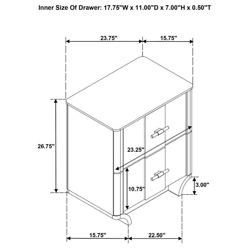 Coaster Furniture Leanne 223132 2-drawer Sinter Stone Top Nightstand - Light Oak