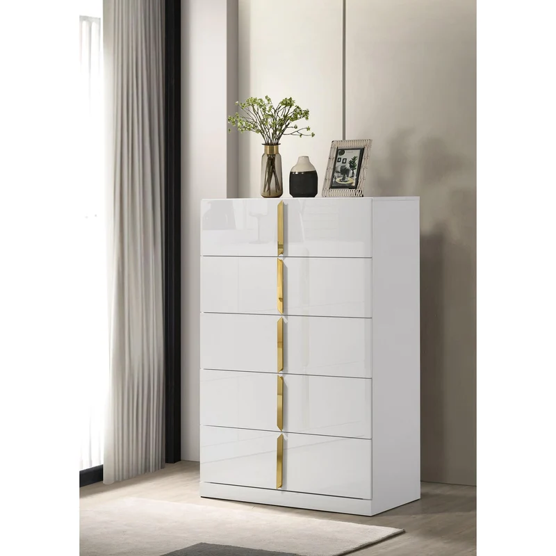 Coaster Furniture Ines 223095 5-drawer Bedroom Chest - White High Gloss