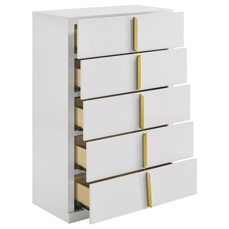 Coaster Furniture Ines 223095 5-drawer Bedroom Chest - White High Gloss