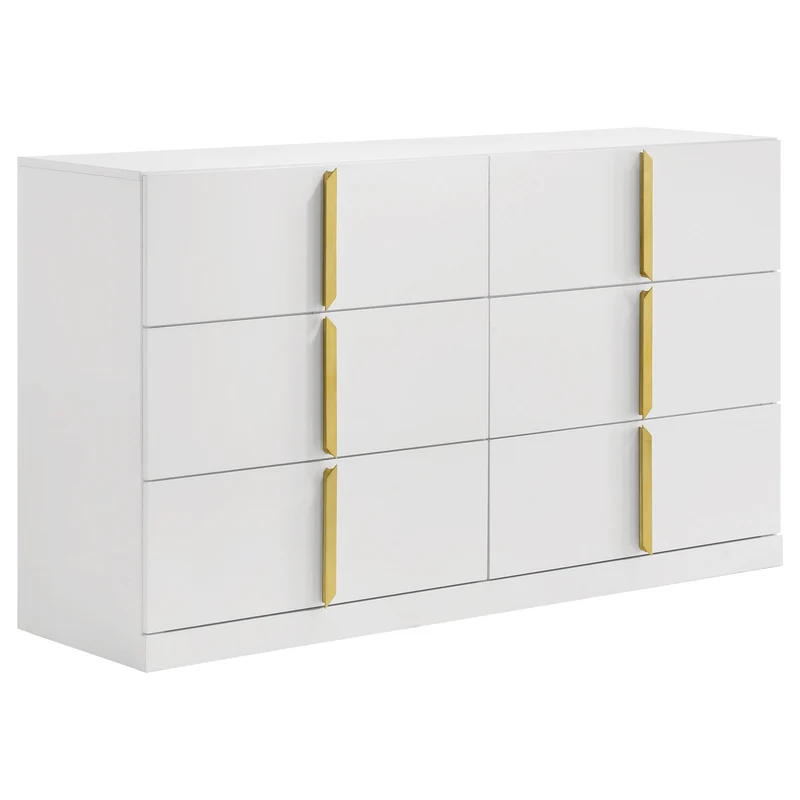 Coaster Furniture Ines 223093 6-drawer Bedroom Dresser Cabinet - White High Gloss