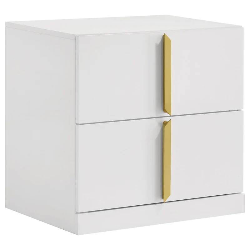 Coaster Furniture Ines 223092 2-drawer Nightstand Bedside Table - White High Gloss