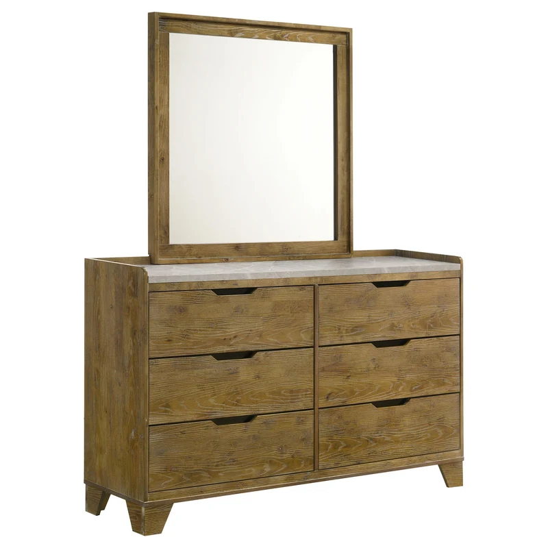 Coaster Furniture Henderson 222973M 6-drawer Bedroom Dresser with Mirror - Medium Oak