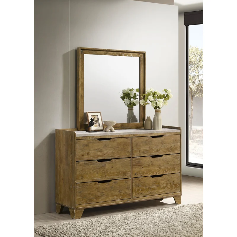 Coaster Furniture Henderson 222973M 6-drawer Bedroom Dresser with Mirror - Medium Oak