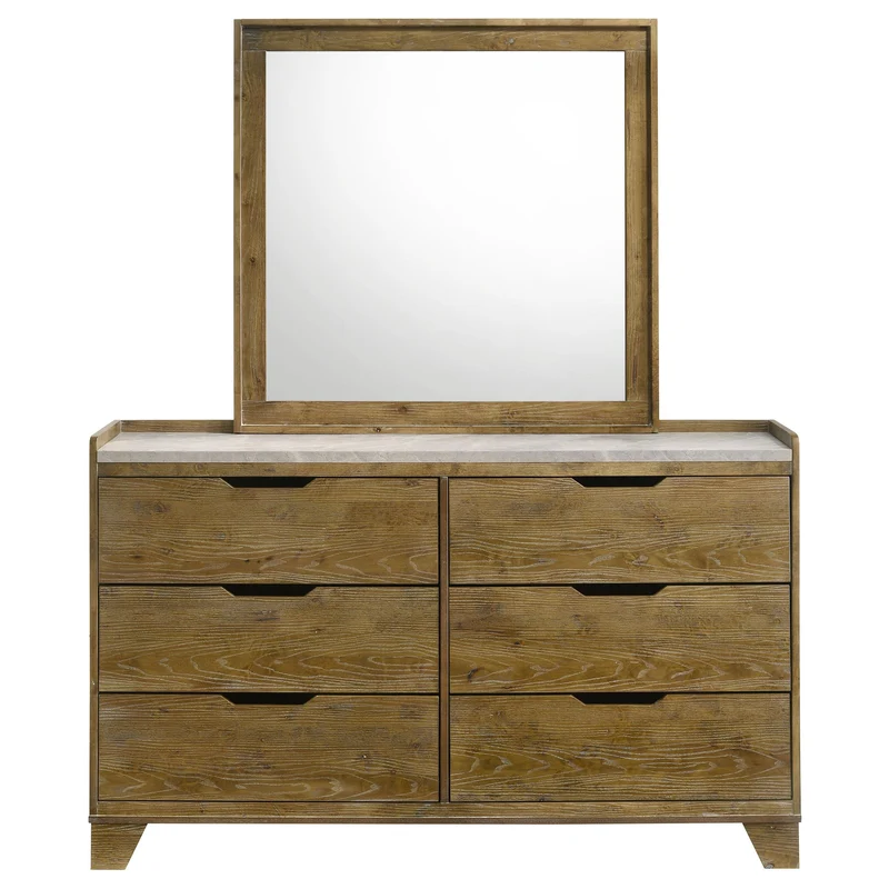 Coaster Furniture Henderson 222973M 6-drawer Bedroom Dresser with Mirror - Medium Oak