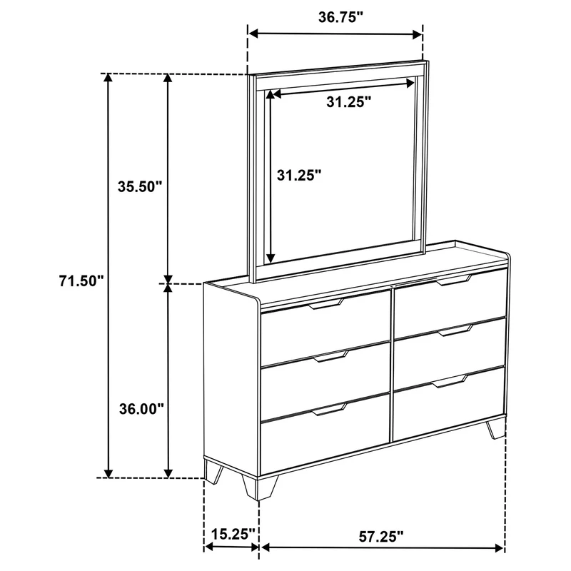 Coaster Furniture Henderson 222973M 6-drawer Bedroom Dresser with Mirror - Medium Oak