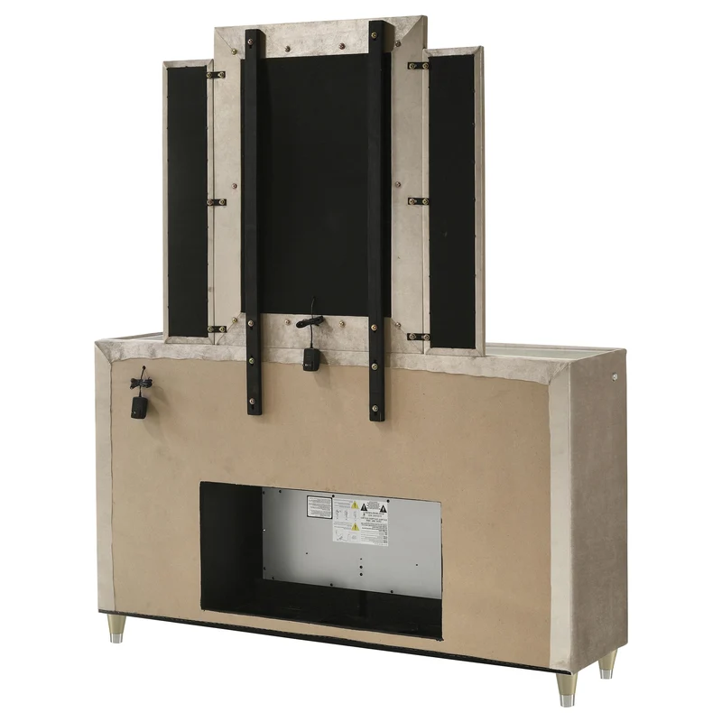 Coaster Furniture Lorient 222663FBM 8-drawer LED Flame Box Dresser and Mirror - Ivory Camel