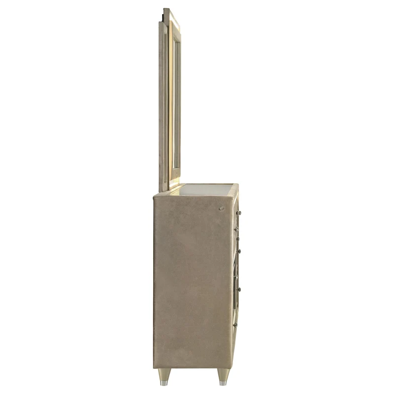 Coaster Furniture Lorient 222663FBM 8-drawer LED Flame Box Dresser and Mirror - Ivory Camel