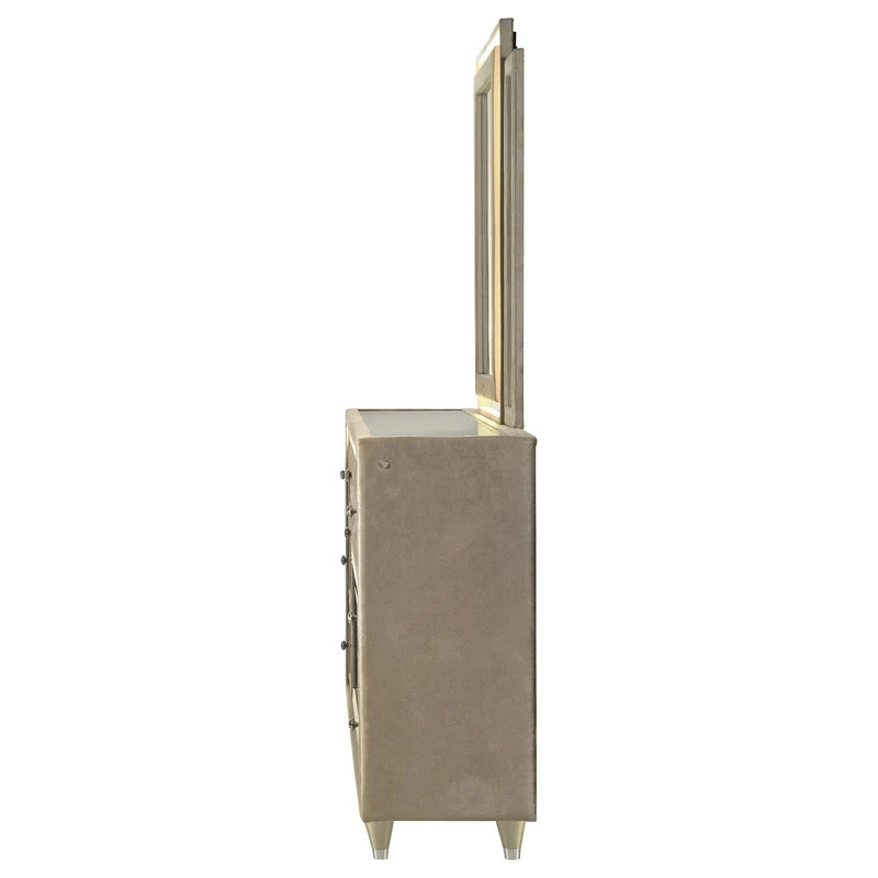 Coaster Furniture Lorient 222663FBM 8-drawer LED Flame Box Dresser and Mirror - Ivory Camel