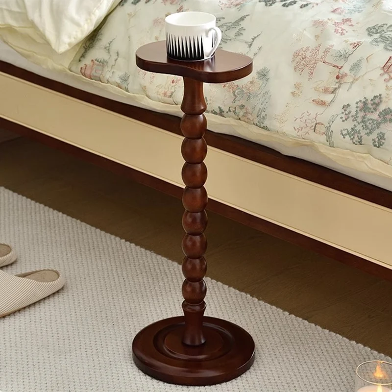 Traditional Vintage Rubberwood Gourd-Shaped Side Table, Sculptural Accent End Table For Living Room & Bedroom