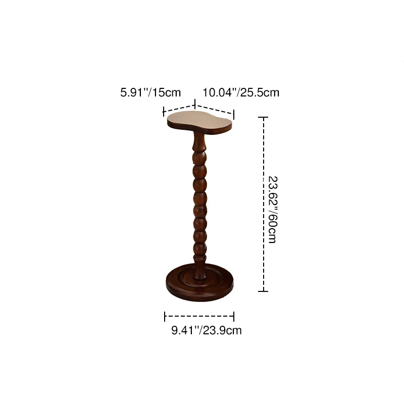 Traditional Vintage Rubberwood Gourd-Shaped Side Table, Sculptural Accent End Table For Living Room & Bedroom