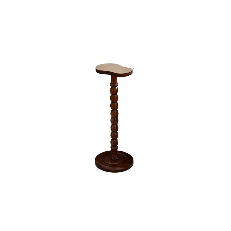 Traditional Vintage Rubberwood Gourd-Shaped Side Table, Sculptural Accent End Table For Living Room & Bedroom