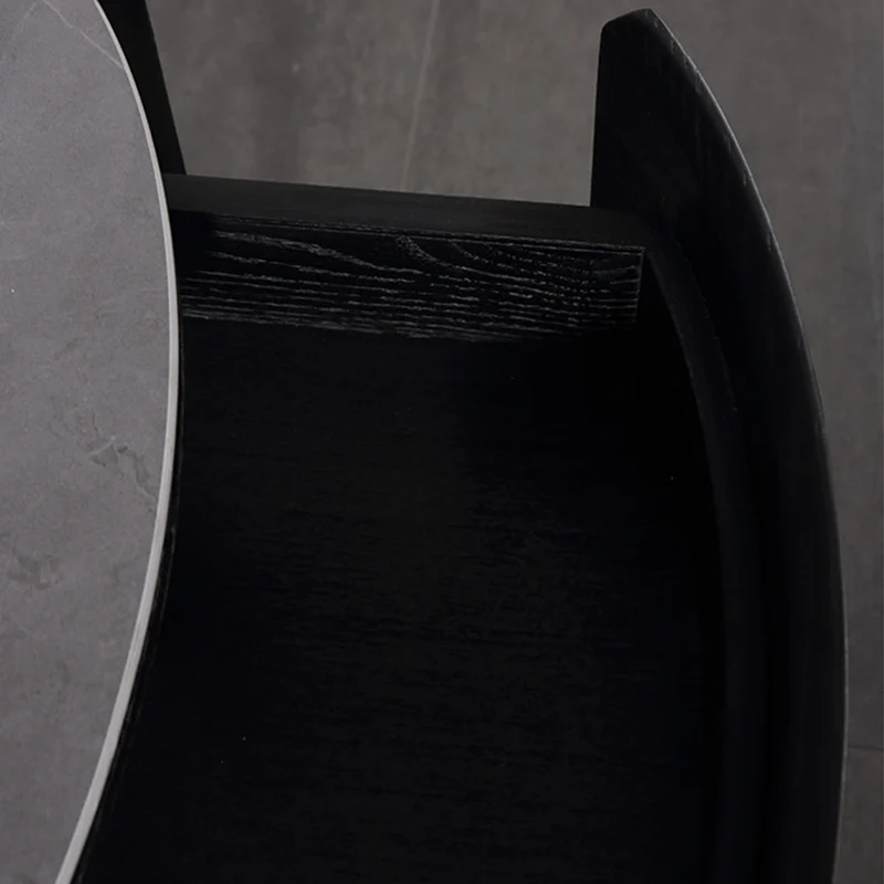 Contemporary Luxury High-Leg Nightstand: Marble Look Sintered Stone - Robot Vacuum Friendly Metal Base 1-Drawer Bedside Table For Bedroom