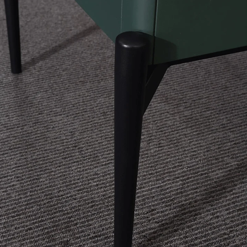 Modern Luxury Dark Green 1-Drawer Nightstand: Stiletto Legs High-End Accent Bedside Table For Bedroom
