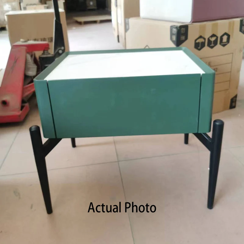 Modern Luxury Dark Green 1-Drawer Nightstand: Stiletto Legs High-End Accent Bedside Table For Bedroom
