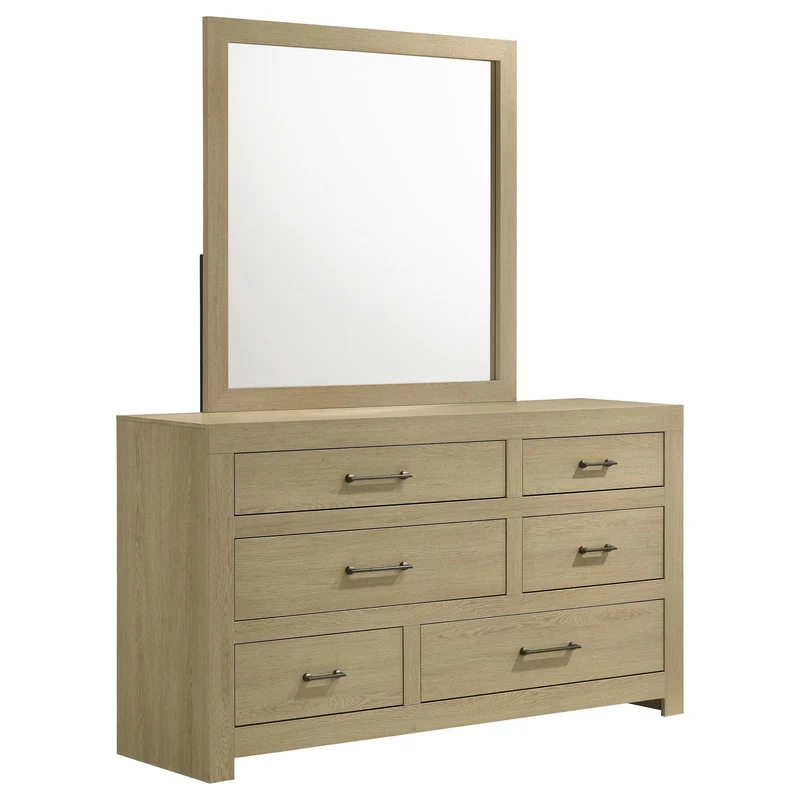 Coaster Furniture Hendricks 222653M 6-drawer Bedroom Dresser and Mirror - Light Oak