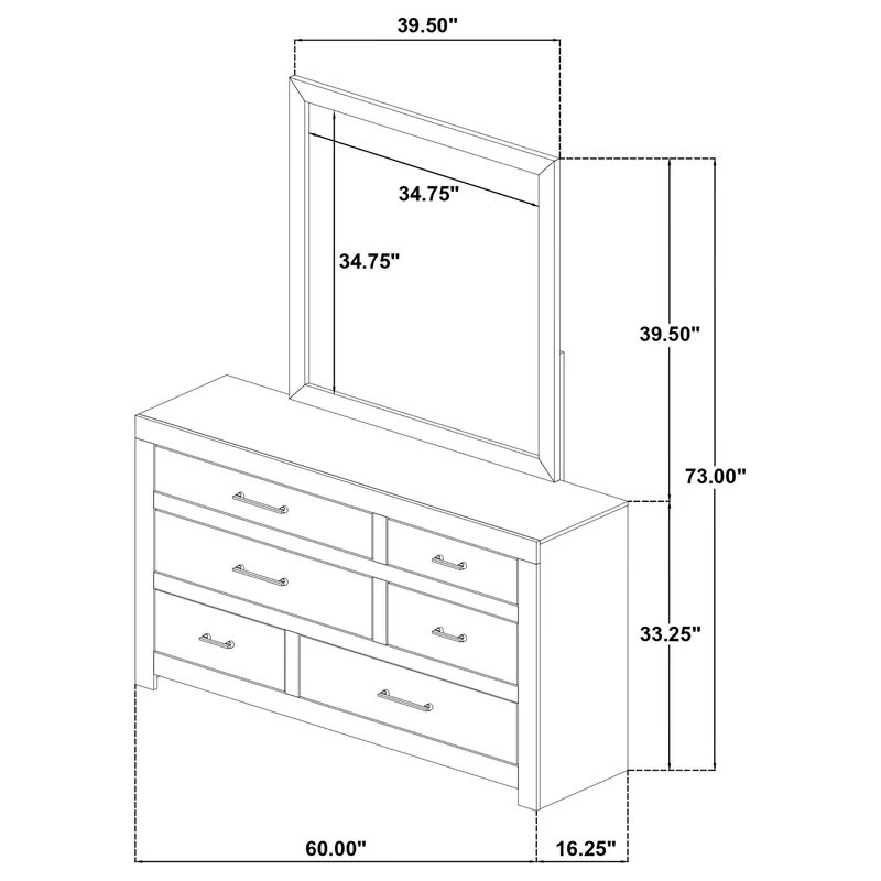Coaster Furniture Hendricks 222653M 6-drawer Bedroom Dresser and Mirror - Light Oak