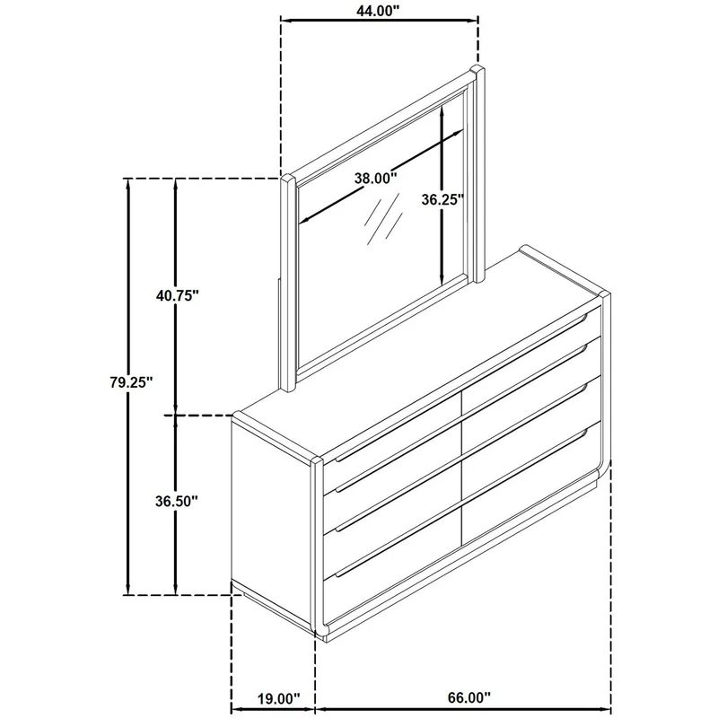 Coaster Furniture Leandro 222493M 8-drawer Bedroom Dresser with Mirror - Burnished Black