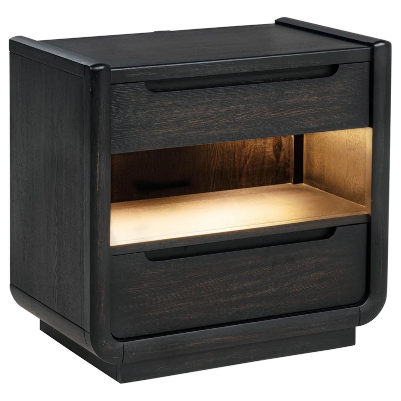 Coaster Furniture Leandro 222492 2-drawer LED Nightstand with USB - Burnished Black