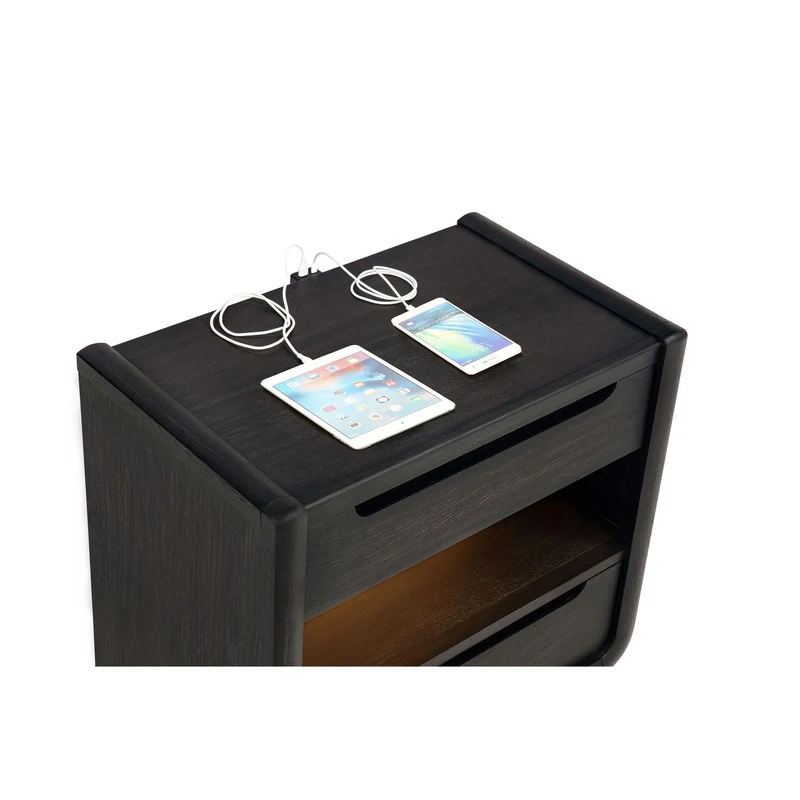 Coaster Furniture Leandro 222492 2-drawer LED Nightstand with USB - Burnished Black