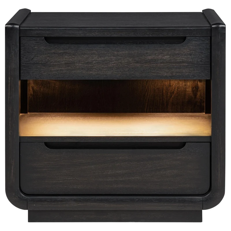 Coaster Furniture Leandro 222492 2-drawer LED Nightstand with USB - Burnished Black