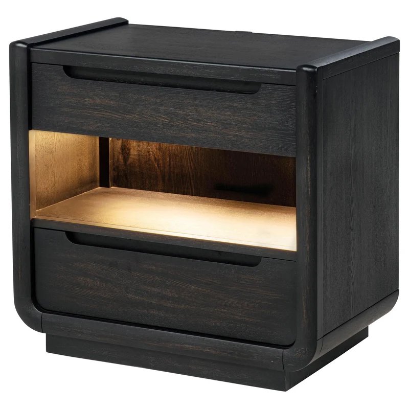 Coaster Furniture Leandro 222492 2-drawer LED Nightstand with USB - Burnished Black