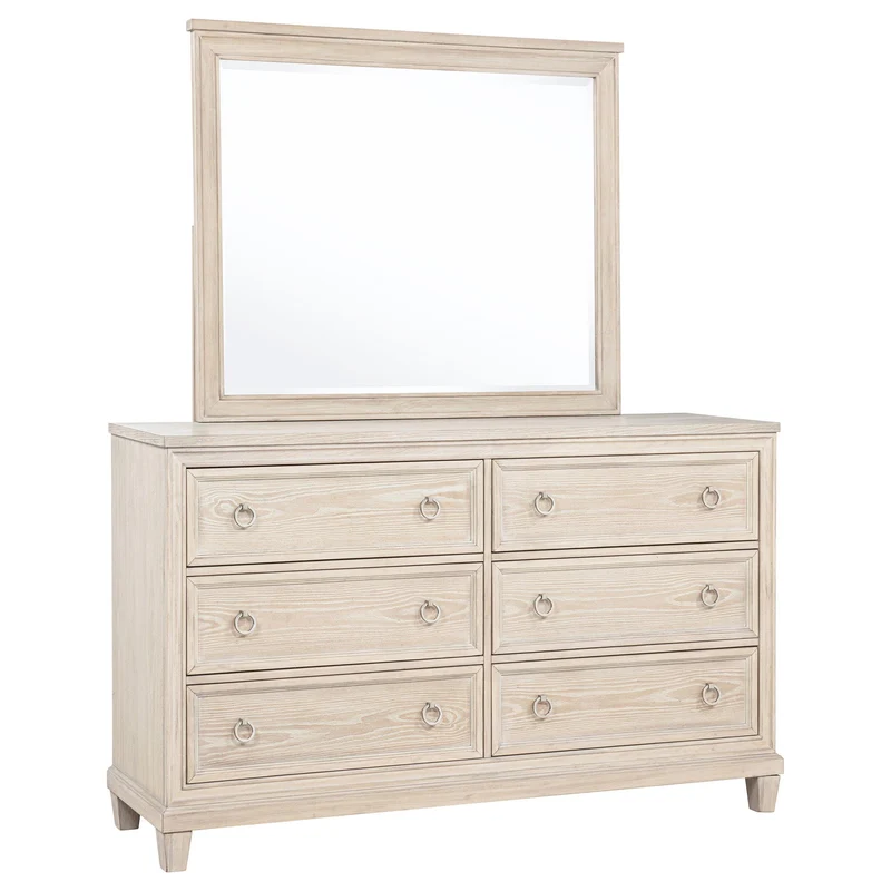 Coaster Furniture Pembroke 215923M 6-drawer Bedroom Dresser with Mirror - Washed Oak