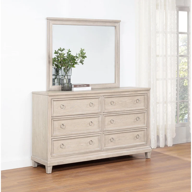 Coaster Furniture Pembroke 215923M 6-drawer Bedroom Dresser with Mirror - Washed Oak