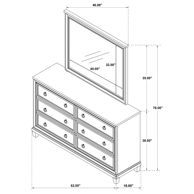 Coaster Furniture Pembroke 215923M 6-drawer Bedroom Dresser with Mirror - Washed Oak