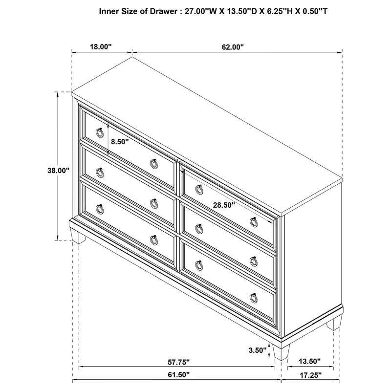 Coaster Furniture Pembroke 215923 6-drawer Bedroom Dresser Cabinet - Washed Oak
