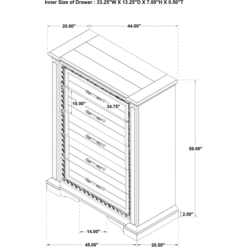 Coaster Furniture McKinney 215875 5-drawer Bedroom Chest - Vintage White