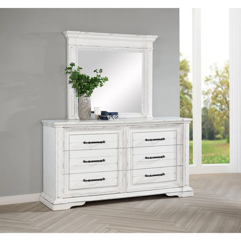 Coaster Furniture McKinney 215873M 6-drawer Bedroom Dresser with Mirror - Vintage White