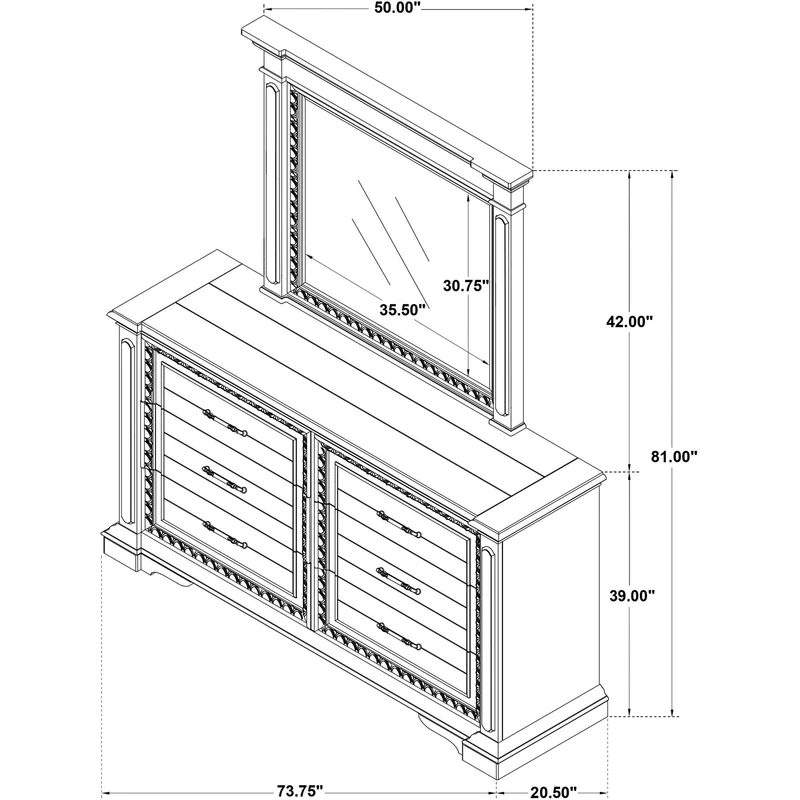 Coaster Furniture McKinney 215873M 6-drawer Bedroom Dresser with Mirror - Vintage White