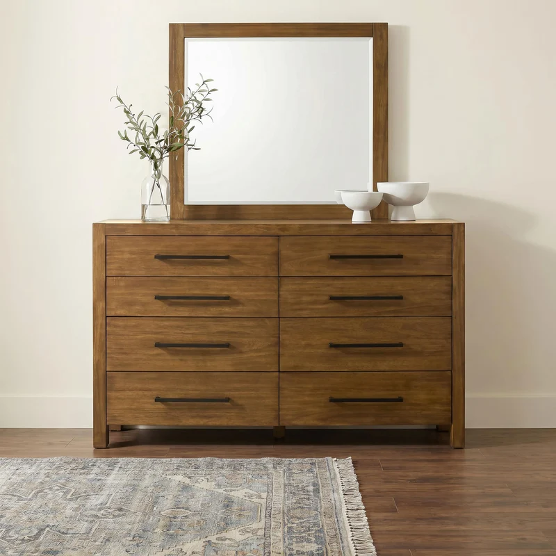 Coaster Furniture Adderley 215853M 8-drawer Bedroom Dresser and Mirror - Warm Brown