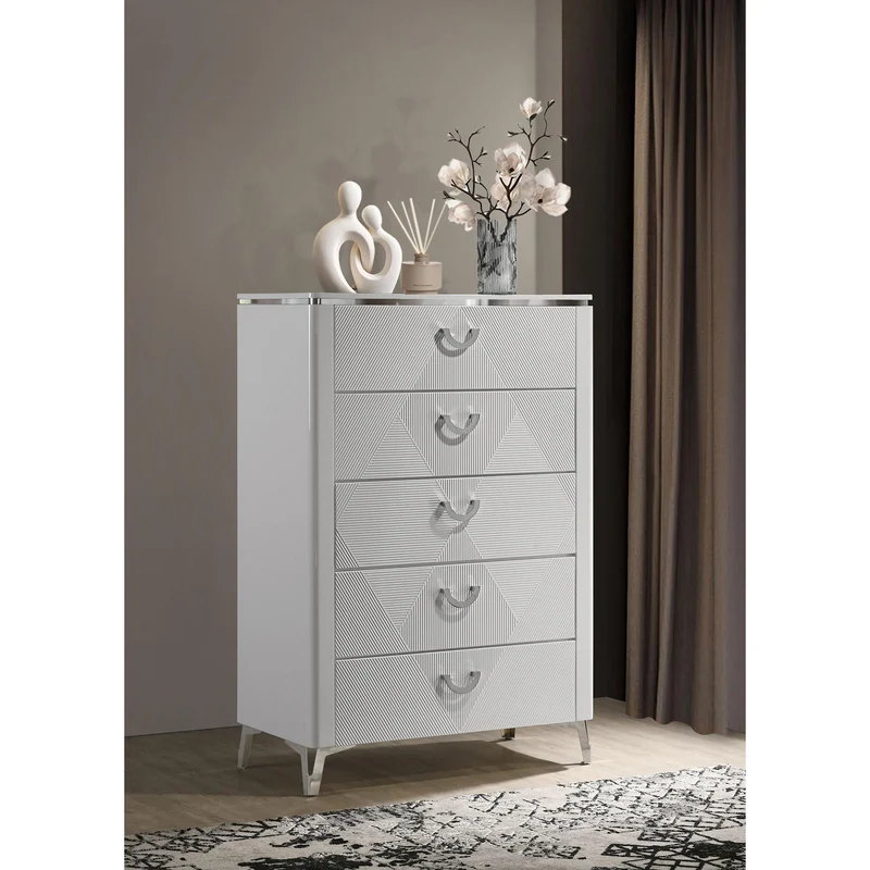 Coaster Furniture Cassia 215795 5-drawer Bedroom Chest - White High Gloss