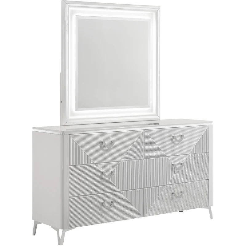 Coaster Furniture Cassia 215793M 6-drawer Dresser Cabinet with Mirror - White High Gloss