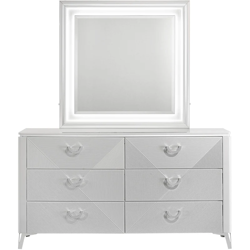 Coaster Furniture Cassia 215793M 6-drawer Dresser Cabinet with Mirror - White High Gloss