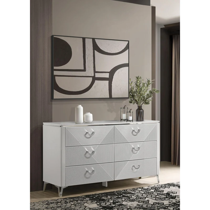 Coaster Furniture Cassia 215793 6-drawer Bedroom Dresser Cabinet - White High Gloss