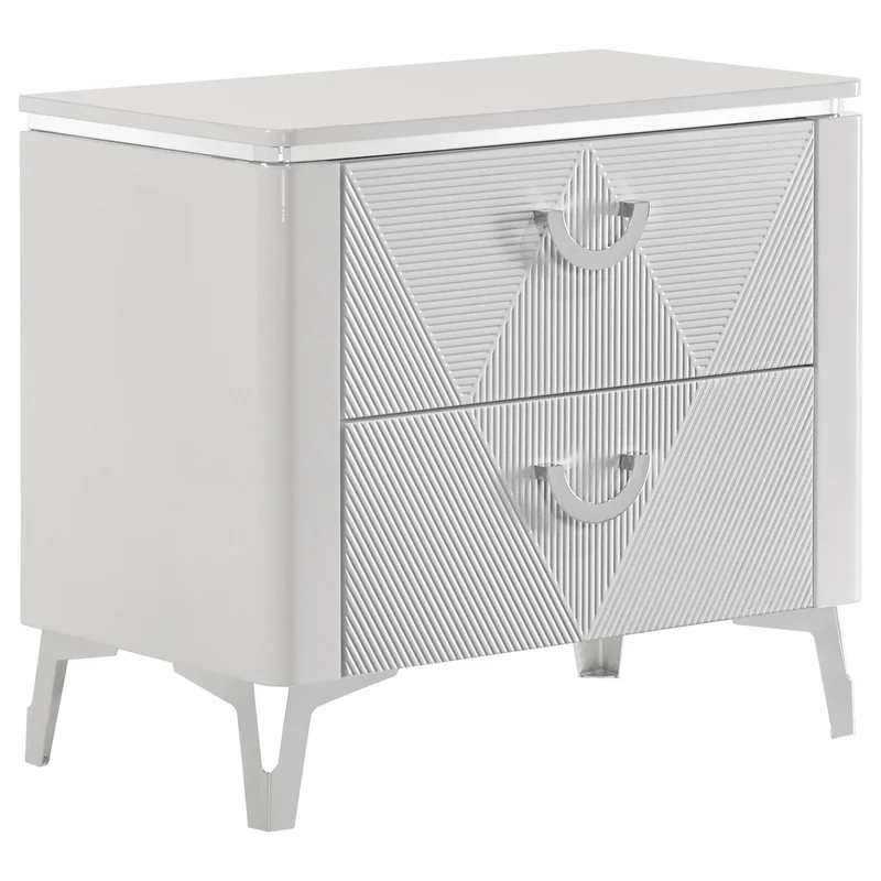 Coaster Furniture Cassia 215792 2-drawer Nightstand Bedside Table - White High Gloss