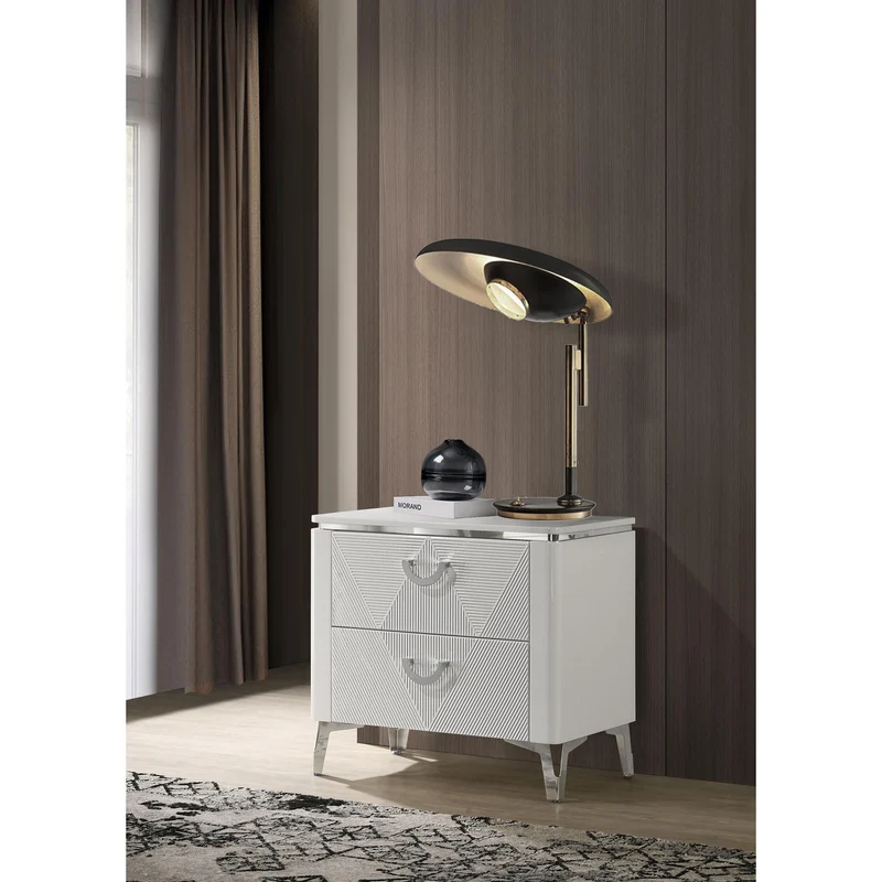Coaster Furniture Cassia 215792 2-drawer Nightstand Bedside Table - White High Gloss