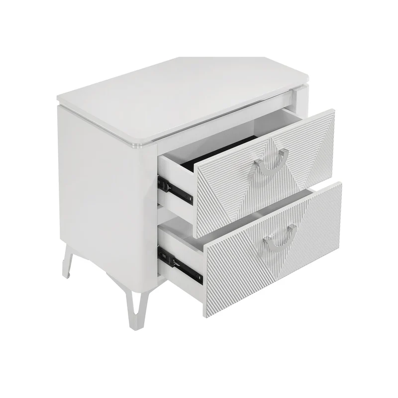 Coaster Furniture Cassia 215792 2-drawer Nightstand Bedside Table - White High Gloss