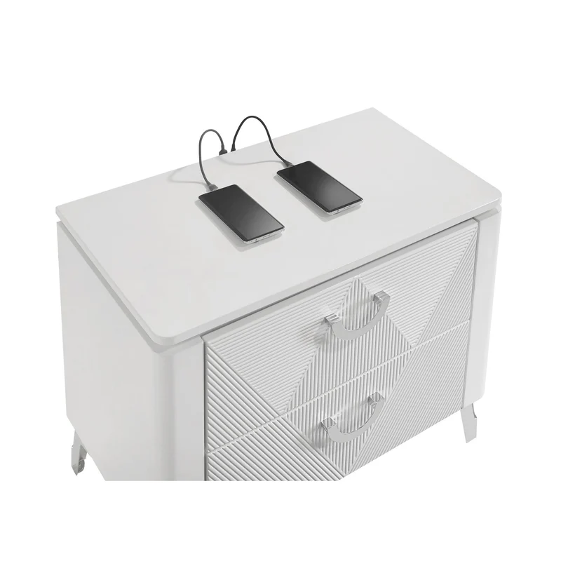 Coaster Furniture Cassia 215792 2-drawer Nightstand Bedside Table - White High Gloss