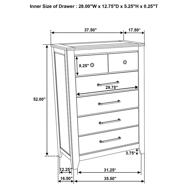 Coaster Furniture Hazlewood 207535 5-drawer Bedroom Chest - Vineyard Oak