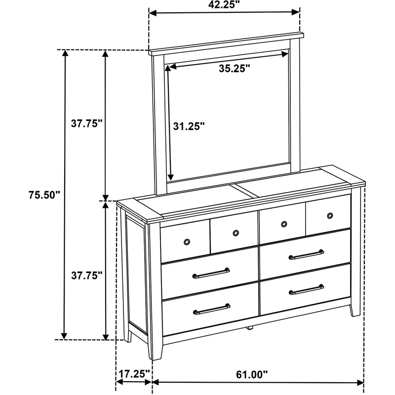 Coaster Furniture Hazlewood 207533M 6-drawer Bedroom Dresser with Mirror - Vineyard Oak