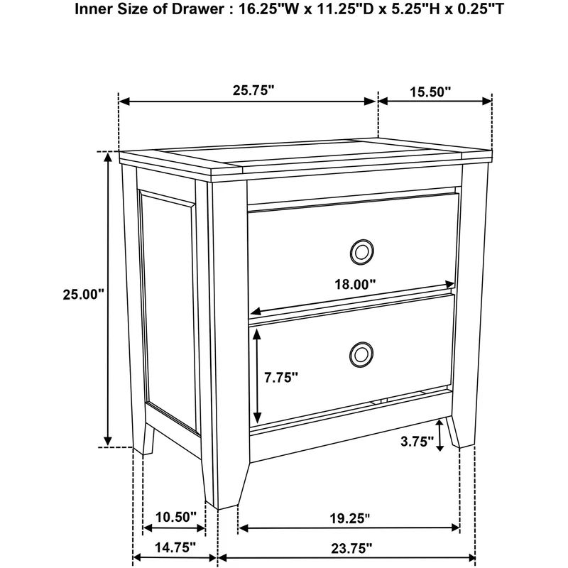 Coaster Furniture Hazlewood 207532 2-drawer Nightstand Bedside Table - Vineyard Oak