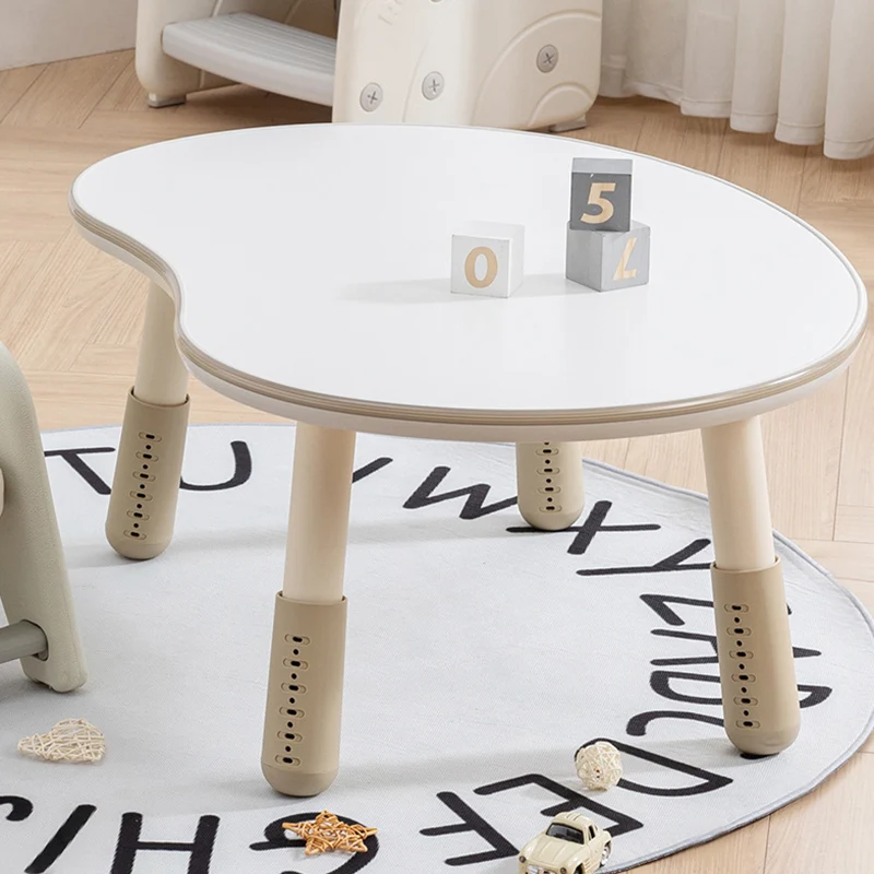 Contemporary Creative Oval Medium-Density Fiberboard PP Height-Adjustable Kids Table For Living Room & Bedroom