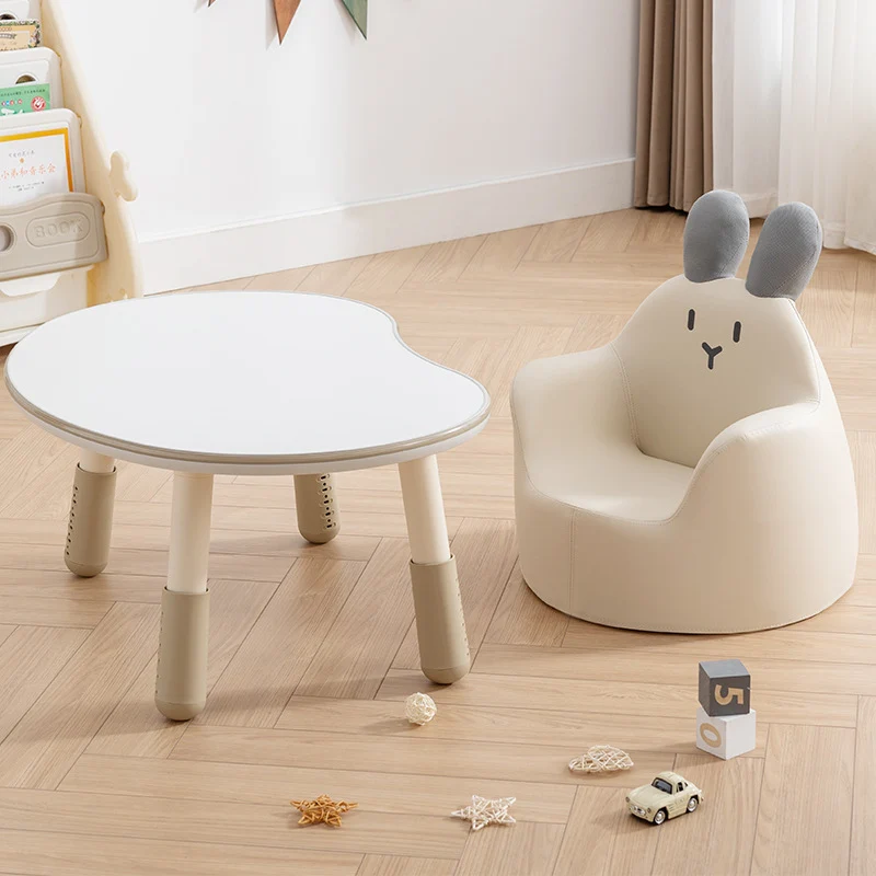 Contemporary Creative Oval Medium-Density Fiberboard PP Height-Adjustable Kids Table For Living Room & Bedroom