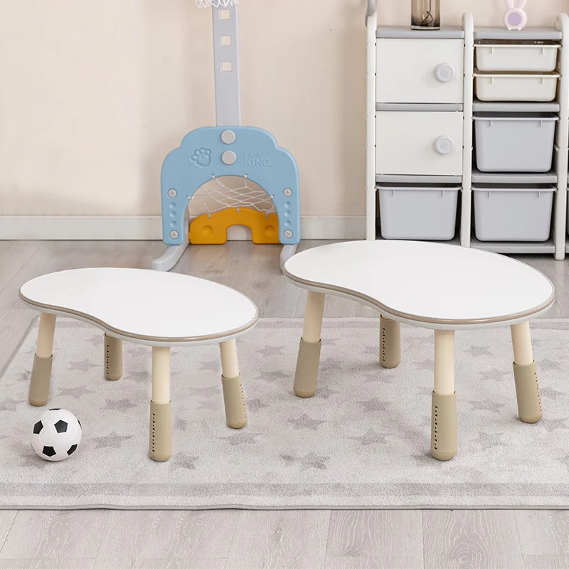 Contemporary Creative Oval Medium-Density Fiberboard PP Height-Adjustable Kids Table For Living Room & Bedroom