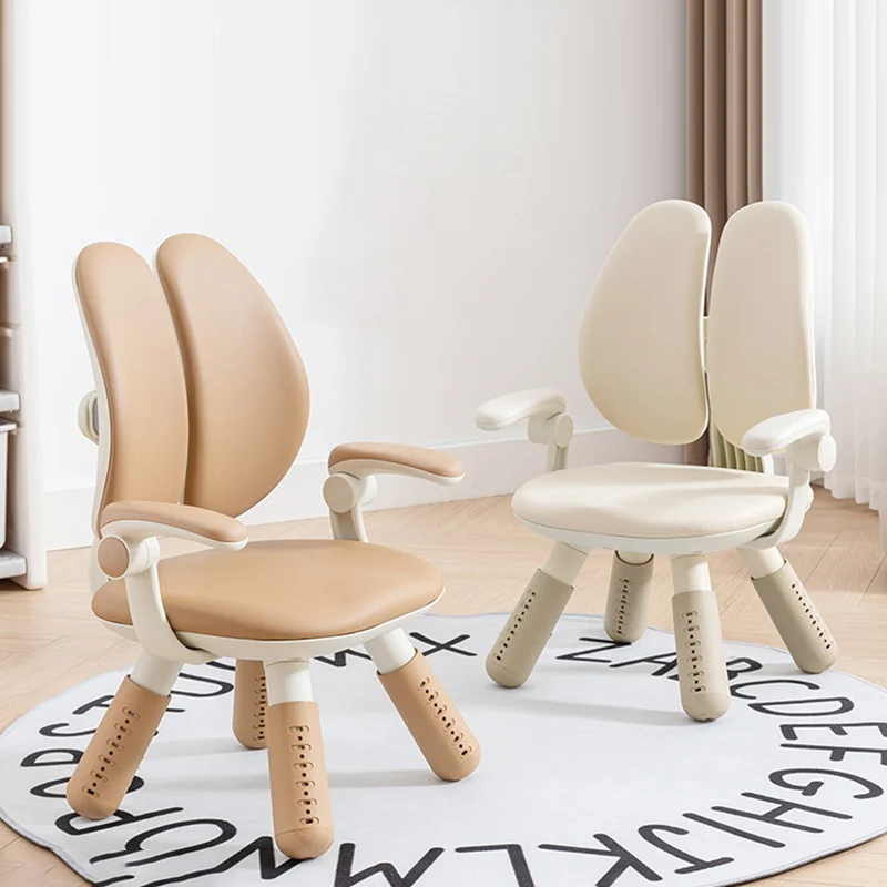 Contemporary Creative Square PU Leather PP Height-Adjustable Backrest Armrest Kids Chair For Living Room & Bedroom